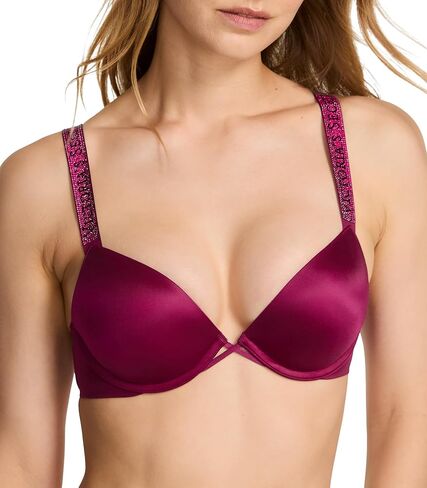 Victoria's Secret Shine Strap Push Up Bra, Adds One Cup Size, Padded, Plunge Neckline, Lace, Bras for Women, Very Sexy Collection, Navy (36DD) in Saudi Arabia