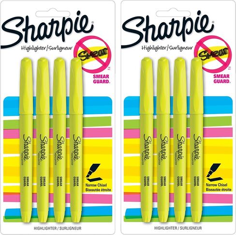 Sharpie Pocket Style Highlighters, Narrow Chisel Tip, Fluorescent Yellow, 8 Count in Saudi Arabia
