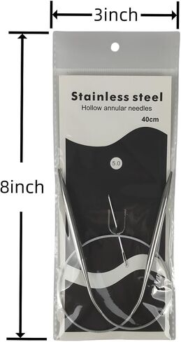 Aolfior Stainless Steel Circular Knitting Needles Size 8 16 Inch 5 mm Set Round Metal (Silver, 16 inch-8-(5mm)) Suitable for Beginners and Experienced Knitters Alike. in Saudi Arabia