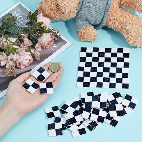 PH Pandahall 50pcs Dollhous Flooring Mini Square Square مع نمط التارتان 1.2 بوصة مصغرة ديكور ألواح الأرضية للدمى DIY DOLLES in Saudi Arabia