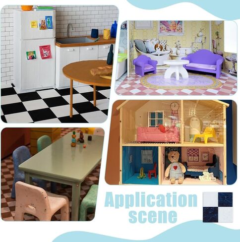 PH Pandahall 50pcs Dollhous Flooring Mini Square Square مع نمط التارتان 1.2 بوصة مصغرة ديكور ألواح الأرضية للدمى DIY DOLLES in Saudi Arabia