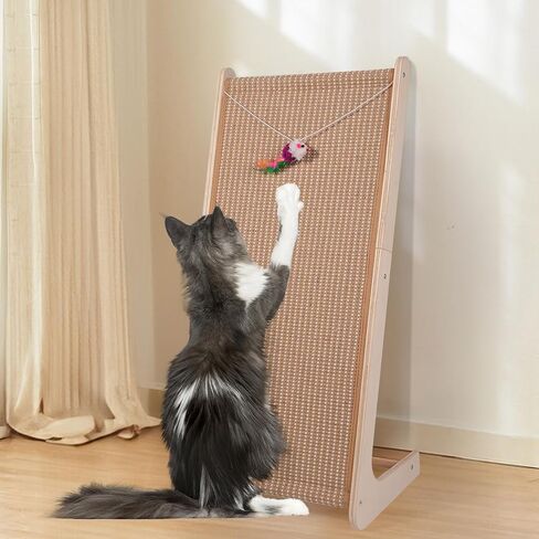 Sisal Cat Scratchers للقطط الداخلية ، لوحة خدش Cat 26.8 '' L ، القطط الكبيرة الخدش لحماية الأثاث ، وسادة الخدش القطط الخشبية الصلبة مع لعبة الماوس (Scratcher Ramp) in Kuwait