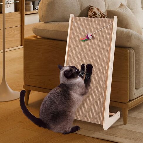 Sisal Cat Scratchers للقطط الداخلية ، لوحة خدش Cat 26.8 '' L ، القطط الكبيرة الخدش لحماية الأثاث ، وسادة الخدش القطط الخشبية الصلبة مع لعبة الماوس (Scratcher Ramp) in Kuwait