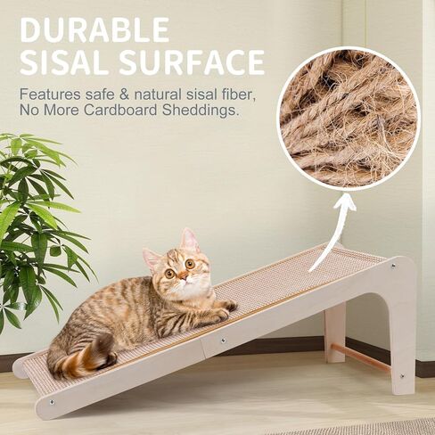 Sisal Cat Scratchers للقطط الداخلية ، لوحة خدش Cat 26.8 '' L ، القطط الكبيرة الخدش لحماية الأثاث ، وسادة الخدش القطط الخشبية الصلبة مع لعبة الماوس (Scratcher Ramp) in Kuwait