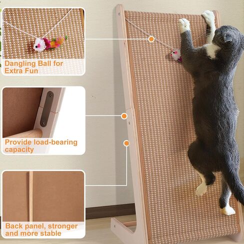 Sisal Cat Scratchers للقطط الداخلية ، لوحة خدش Cat 26.8 '' L ، القطط الكبيرة الخدش لحماية الأثاث ، وسادة الخدش القطط الخشبية الصلبة مع لعبة الماوس (Scratcher Ramp) in Kuwait