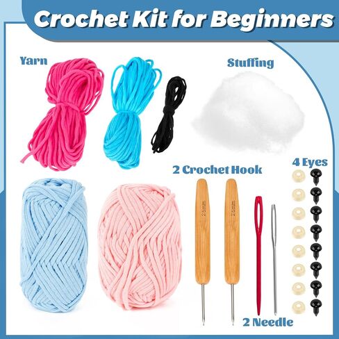 RAINFLOW Crochet kit for Beginners - Crochet Kits for DIY Yarn for Crocheting Knitting kit Crafts for Adults with Instruction and Video Gifts for Crochet Lovers Christmas Halloween Birthdays in Saudi Arabia