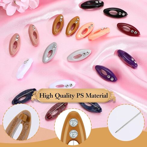 24Pcs Rhinestone Hijab Pins for Women, Colorful Scarf Safety Pins with Plastic Cover Clips for Shawls and Crafts in Saudi Arabia