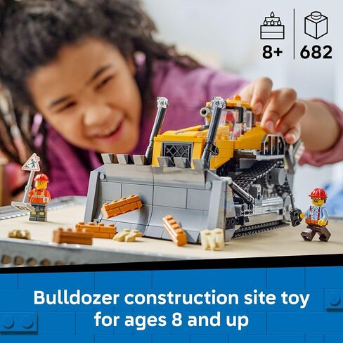 LEGO CITY Yellow Guldozer Construction Site Building Toy For Kids ، Ages 8+ - Play Play Set & Building Buildings w/Toy Buldozer Idea for Boys & Girls - 60466 in Saudi Arabia