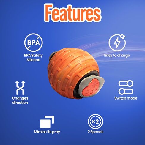 Motion Activated Automatic Cat Toys – GlobalSun Speedy Tail 2.0 Interactive Cat Toy Ball with Mouse Tail & 3 Attachments, USB-Rechargeable Rolling Enrichment Cat Toys for Indoor Cats in Saudi Arabia