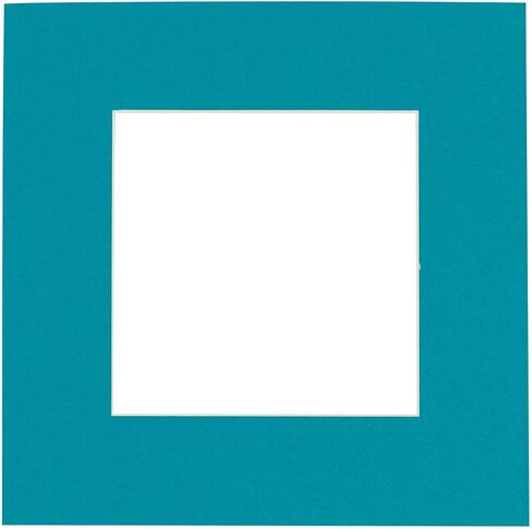 Countryarthouse Teal Blue Acid Free 16x16 صورة مربعة ، حصيرة إطار مربعة مع قطع شطرة بيضاء ل 12 × 12 - in Kuwait