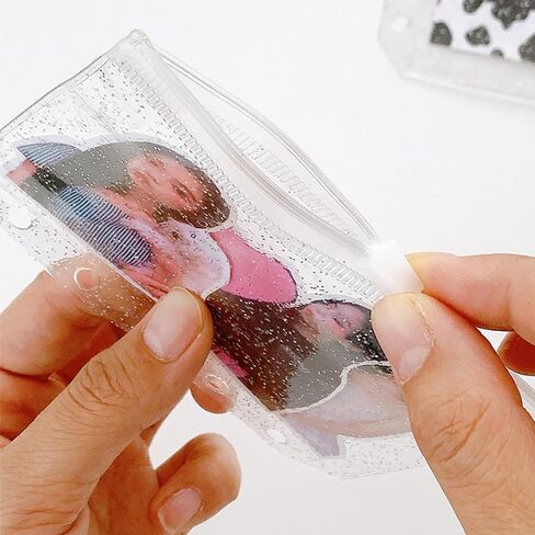 ZORZA 15Pcs 5-Hole Glitter A8 Binder Pockets Waterproof Transparent Zipper Cash Envelopes for Organizing Photos Small Items Mini Clear Makeup Bag in Saudi Arabia