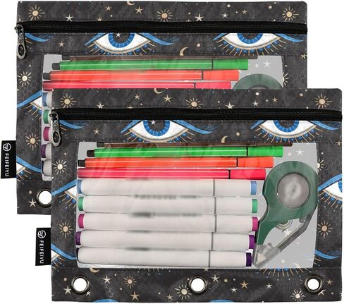 GREDECOR BINDER PENCER POUCH 3 RING PINK GRAY MARBLE MESSURE SHIPPER PUICHES CASE 2 PACK COMSTETIC FASTER in Kuwait