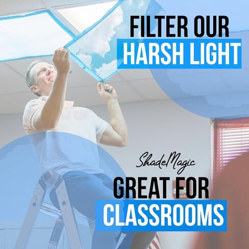 Fluorescent Light Covers for Classroom or Office - Light Filter pack of (2); Eliminate Harsh Glare that causing Eyestrain and Head Strain. Office & Classroom Decorations. Light Diffusers in Kuwait