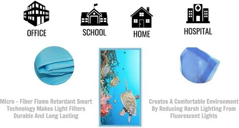 Fluorescent Light Covers for Classroom or Office - Light Filter pack of (2); Eliminate Harsh Glare that causing Eyestrain and Head Strain. Office & Classroom Decorations. Light Diffusers in Kuwait