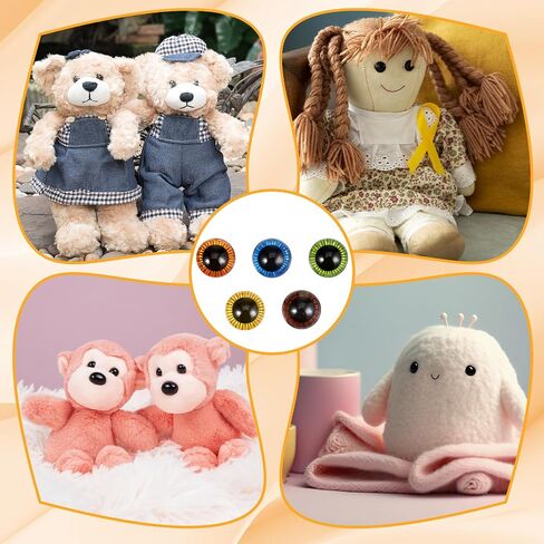 jiyin 20pcs عيون السلامة 15 ملم لـ Amigurumis Colored Crochet Eye مع غسالات ، 5 ألوان عين حيوانية من البلاستيك لصنع DIY من الحرف الدب ، دمية مصنوعة للحيوانات مصنوعة in Saudi Arabia
