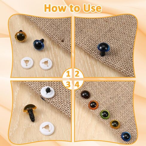 jiyin 20pcs عيون السلامة 15 ملم لـ Amigurumis Colored Crochet Eye مع غسالات ، 5 ألوان عين حيوانية من البلاستيك لصنع DIY من الحرف الدب ، دمية مصنوعة للحيوانات مصنوعة in Saudi Arabia