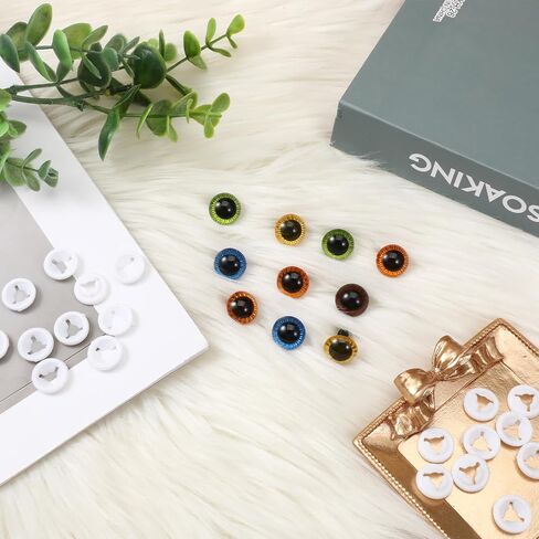 jiyin 20pcs عيون السلامة 15 ملم لـ Amigurumis Colored Crochet Eye مع غسالات ، 5 ألوان عين حيوانية من البلاستيك لصنع DIY من الحرف الدب ، دمية مصنوعة للحيوانات مصنوعة in Saudi Arabia