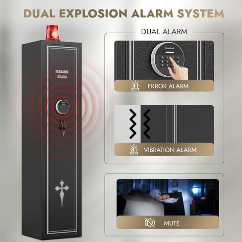 Kaer 2-3 بندقية آمنة ، مسدس طويل آمن للبنادق والمسدسات ، خزائن بندقية للخزائن المسلحة المنزلية للبنادق ، خزانة الأسلحة متعددة الوظائف مع رفوف الأسلحة القابلة للإزالة ، جيوب المسدس in Kuwait