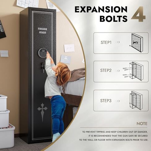 Kaer 2-3 بندقية آمنة ، مسدس طويل آمن للبنادق والمسدسات ، خزائن بندقية للخزائن المسلحة المنزلية للبنادق ، خزانة الأسلحة متعددة الوظائف مع رفوف الأسلحة القابلة للإزالة ، جيوب المسدس in Kuwait