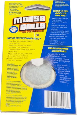 كرات Petsport Mouse - كرات الماوس للقطط ، ألعاب Catnip ، لعبة الماوس ، التفاعلية ، المعتمدة غير السامة ، 100 ٪ من النعناع البري ، لن ترتدي الأسنان - 1.5 "(حزمة 1) in Kuwait
