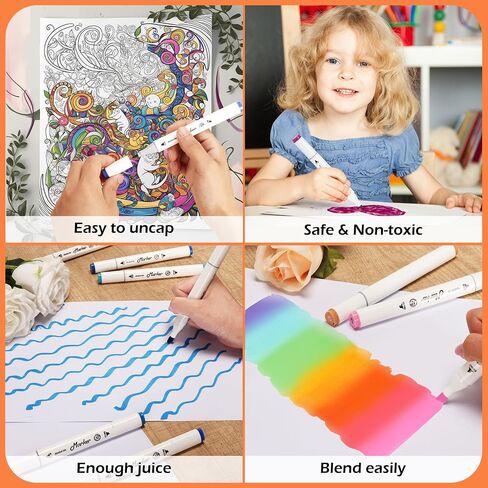 Green Alcohol Markers, 6 Pack Dual Tips Soft Fine Tip and Broad Tip Permanent Art Marker for Artists Adults Kids Coloring Drawing Illustration Sketching Painting (Green) in Saudi Arabia