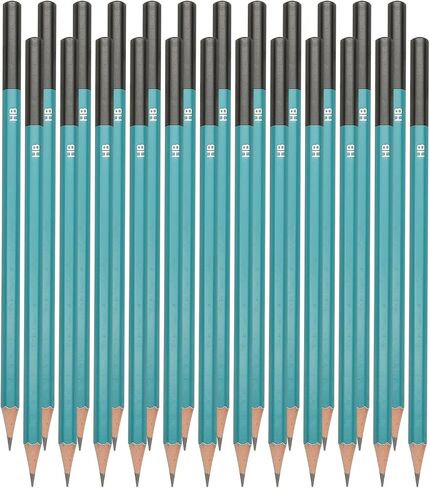 Patikil 6b رصاص الرصاص للرسم ، 24pcs رسم أقلام الرسم لرسم أقلام الرسم البينية للفنون الجرافيت الخشب مسبقًا لرسم فنان رسم ، سداسي ، تعبئة أسود ، أخضر/أسود القطب in Kuwait