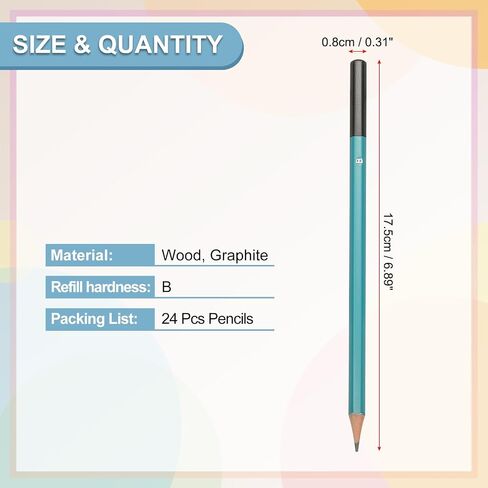 Patikil 6b رصاص الرصاص للرسم ، 24pcs رسم أقلام الرسم لرسم أقلام الرسم البينية للفنون الجرافيت الخشب مسبقًا لرسم فنان رسم ، سداسي ، تعبئة أسود ، أخضر/أسود القطب in Kuwait