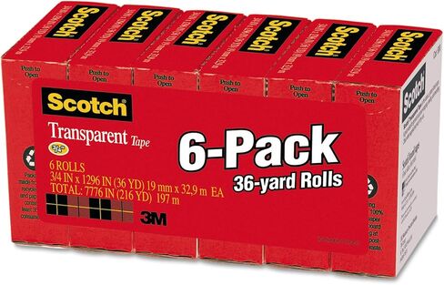 Scotch 6006PK Transparent Tape, Refill, 1-Inch Core, 3/4-Inch x36 Yds, 6Rolls/PK in Saudi Arabia