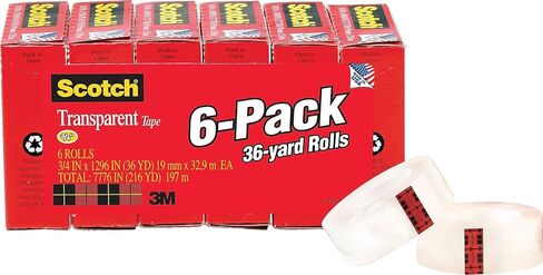 Scotch 6006PK Transparent Tape, Refill, 1-Inch Core, 3/4-Inch x36 Yds, 6Rolls/PK in Saudi Arabia