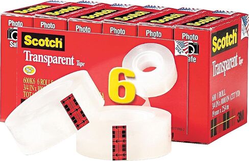 Scotch 6006PK Transparent Tape, Refill, 1-Inch Core, 3/4-Inch x36 Yds, 6Rolls/PK in Saudi Arabia