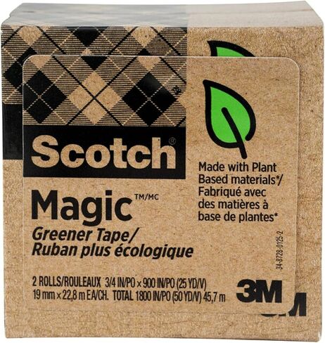 Scotch Magic Greener Tape, 2 Rolls, Numerous Applications, Invisible, Engineered for Repairing, 3/4 x 900 Inches, Boxed (812-2P) in Saudi Arabia