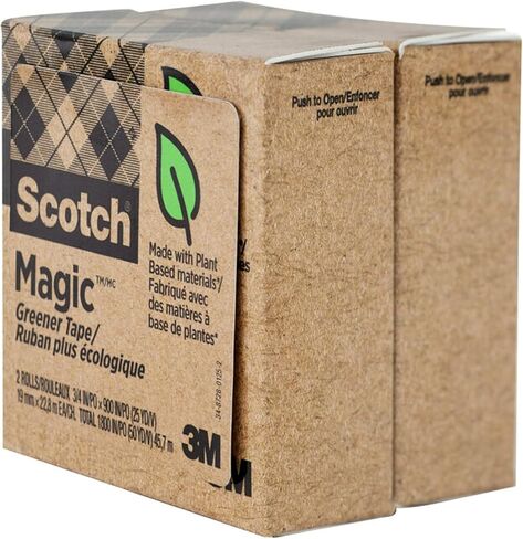 Scotch Magic Greener Tape, 2 Rolls, Numerous Applications, Invisible, Engineered for Repairing, 3/4 x 900 Inches, Boxed (812-2P) in Saudi Arabia