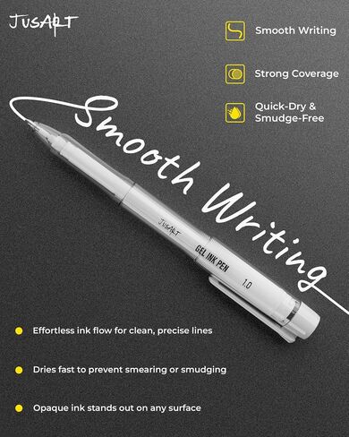 Jusart White Pen ، Gold Pens & Silver Pen مع 0.4 ملم ، 0.5 مم و 1.0 ملم نصائح متنوعة ، أقلام الحبر الغامضة للورق الأسود ، اليومية الحرف اليدوية ، وأقلام الرسم المثالية للفنانين واللوازم الفنية ، 5 حزمة in Kuwait