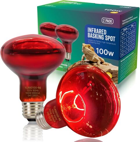 Flsnt 2 حزمة المصابيح الزواحف الحمراء المصباح ، 75 واط أشعة الأشعة تحت الحمراء ضوء بقعة البقعة للسلاحف ، القداس الذروة ، بيثون الكرة ، التنين الملتحي ، الدجاج in Kuwait
