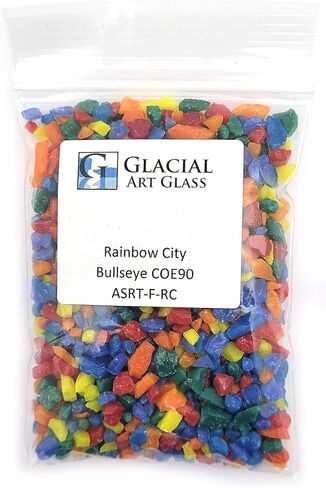 Rainbow City Frit Blend Bullseye Glass Coe 90 Fusible - 4 أوقية in Saudi Arabia