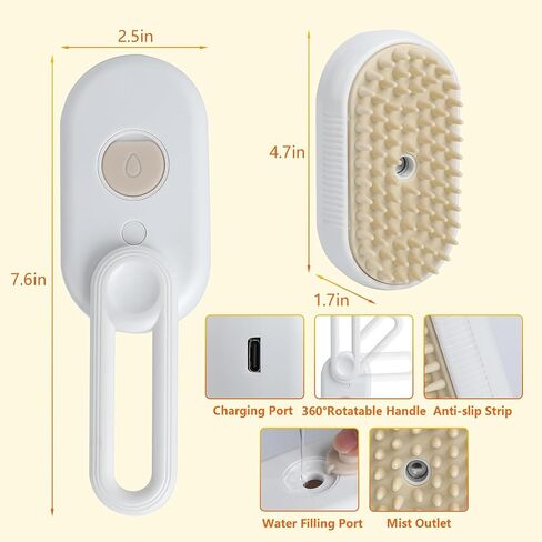 4 في 1 Cat Steam Brush Brush Arthargeable Pet Comb Comb Brush for Cats and Dogs ، التدليك ، التنظيف ، سفك وتمشيط أداة إزالة الشعر متعددة الوظائف للمنزل (Beige) in Saudi Arabia