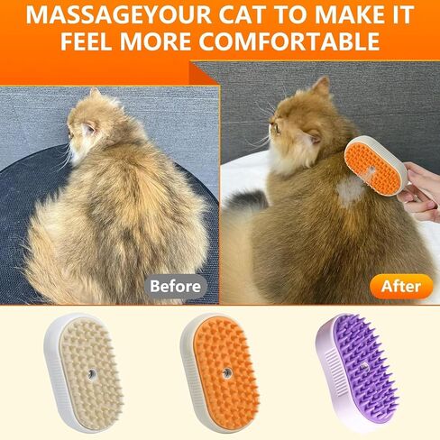4 في 1 Cat Steam Brush Brush Arthargeable Pet Comb Comb Brush for Cats and Dogs ، التدليك ، التنظيف ، سفك وتمشيط أداة إزالة الشعر متعددة الوظائف للمنزل (Beige) in Saudi Arabia