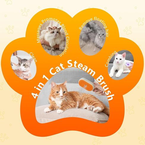 4 في 1 Cat Steam Brush Brush Arthargeable Pet Comb Comb Brush for Cats and Dogs ، التدليك ، التنظيف ، سفك وتمشيط أداة إزالة الشعر متعددة الوظائف للمنزل (Beige) in Saudi Arabia