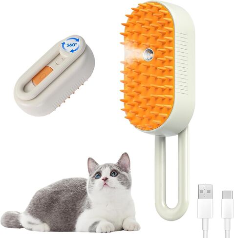 فرشاة البخار Cat لتلقي فرشاة البخار Pet Pet التي تعمل بالطاقة USB للكلاب والقطط | أداة deshedding الضباب الفوري ، تقلل من سفك وشعر flyaway | فرشاة الاستمالة اللطيفة للكلاب والقطط السيطرة على تساقط الشعر (برتقالي) in Kuwait