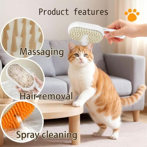 فرشاة البخار Cat لتلقي فرشاة البخار Pet Pet التي تعمل بالطاقة USB للكلاب والقطط | أداة deshedding الضباب الفوري ، تقلل من سفك وشعر flyaway | فرشاة الاستمالة اللطيفة للكلاب والقطط السيطرة على تساقط الشعر (برتقالي) in Kuwait