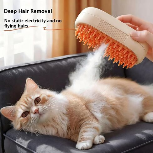 فرشاة البخار Cat لتلقي فرشاة البخار Pet Pet التي تعمل بالطاقة USB للكلاب والقطط | أداة deshedding الضباب الفوري ، تقلل من سفك وشعر flyaway | فرشاة الاستمالة اللطيفة للكلاب والقطط السيطرة على تساقط الشعر (برتقالي) in Kuwait
