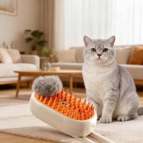 فرشاة البخار Cat لتلقي فرشاة البخار Pet Pet التي تعمل بالطاقة USB للكلاب والقطط | أداة deshedding الضباب الفوري ، تقلل من سفك وشعر flyaway | فرشاة الاستمالة اللطيفة للكلاب والقطط السيطرة على تساقط الشعر (برتقالي) in Kuwait