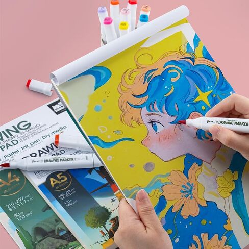 TRANSON Alcohol Markers for Drawing Coloring 24 Colors Dual-tip Fine and Chisel Tips in Saudi Arabia
