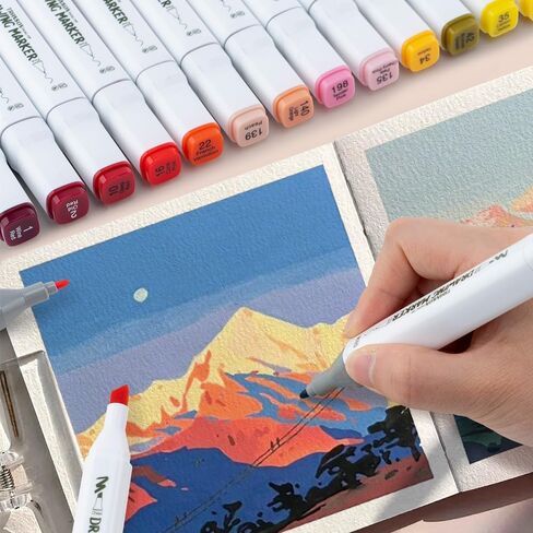 TRANSON Alcohol Markers for Drawing Coloring 24 Colors Dual-tip Fine and Chisel Tips in Saudi Arabia