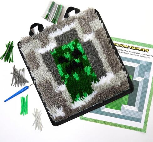 تصميمات مبتكرة Minecraft Minting Hook Kit للأطفال ، مجموعة سجادة خطاف المزلاج ، غزل ما قبل قطع ، أداة ربط المزلاج ، دليل التعليمات in Saudi Arabia