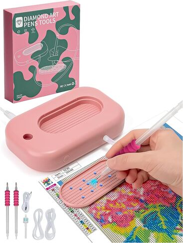 Minyii Diamond Paint Pen ، شفط من المستوى الكهربائي 3 ، لوضع أحجار AB بدون شمع ، إكسسوارات الماس مع التخزين ، لجميع أي شخص يحب الرسم الماسي - الأرجواني in Kuwait