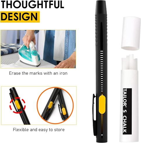 Heat Erasable Fabric Marker Pen,Washable Sewing & Quilting Marker,Sewing Chalk DIY Markers Pen for Quilting,Embroidery & Cotton,Knitted Fabrics(1 Pen+20 Refills) in Saudi Arabia
