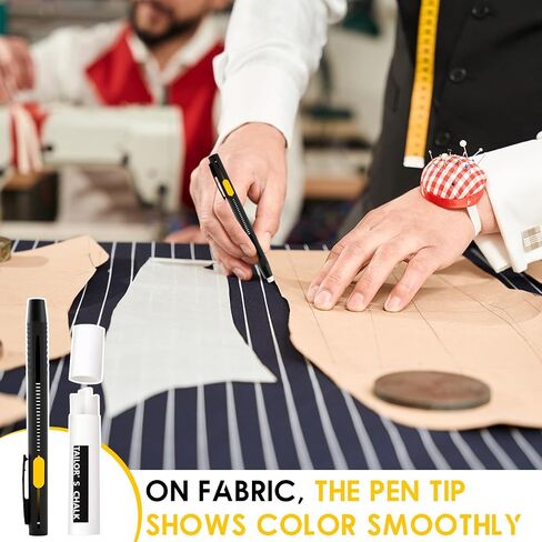 Heat Erasable Fabric Marker Pen,Washable Sewing & Quilting Marker,Sewing Chalk DIY Markers Pen for Quilting,Embroidery & Cotton,Knitted Fabrics(1 Pen+20 Refills) in Saudi Arabia