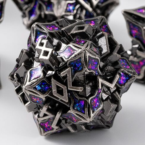 SPIRE DICE FOR DND - SPIRE SANCERAM - زهر متعدد السطوح تم تعيينه لـ D&D ، RPG والمزيد - لفات متوازنة ، مجموعة من 7 قطع جميلة للأبراج المحصنة والتنين (اللمعان الأرجواني الفضي العتيقة) in Kuwait