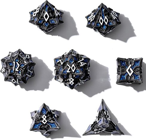 SPIRE DICE FOR DND - SPIRE SANCERAM - زهر متعدد السطوح تم تعيينه لـ D&D ، RPG والمزيد - لفات متوازنة ، مجموعة من 7 قطع جميلة للأبراج المحصنة والتنين (اللمعان الأرجواني الفضي العتيقة) in Kuwait